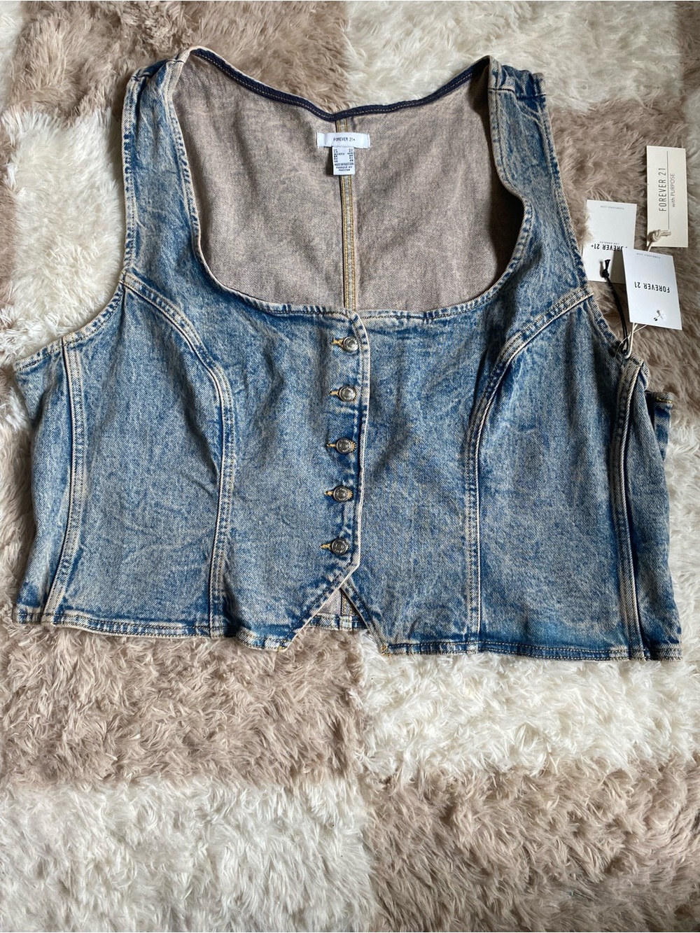 Forever 21 Blue Denim Crop Top
